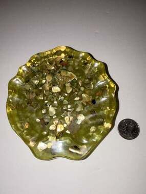 VTG Sea Shell Lucite Resin Acrylic Soap Dish Abalone MCM Green